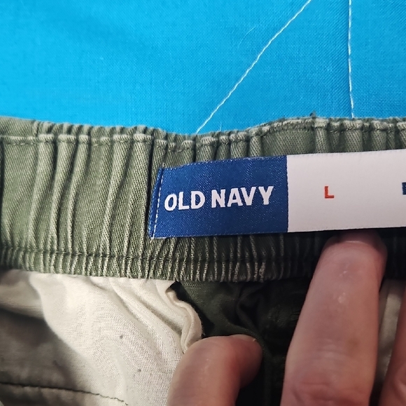 Green Cargo Shorts with Flat Front and Belt Loops - Picture 2 of 3